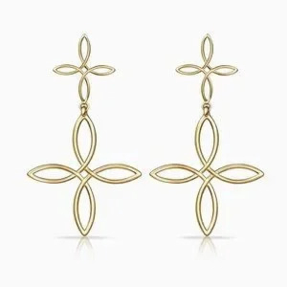 ?? Gold Cross Statement Earrings